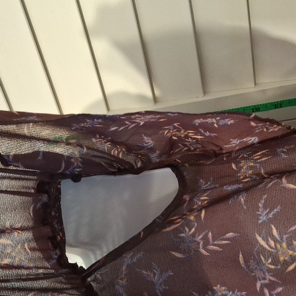 Free People Purple Floral Boho Off-Shoulder Babydoll Top Sz S - Picture 2 of 6